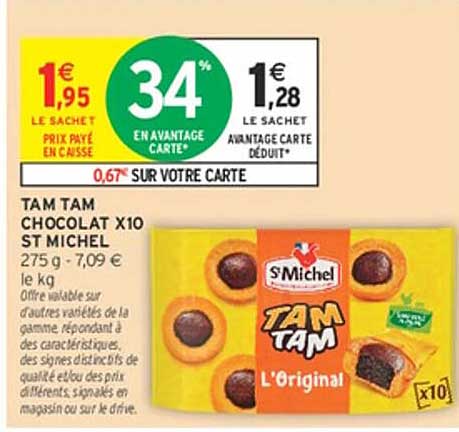 TAM TAM CHOCOLAT X10 ST MICHEL