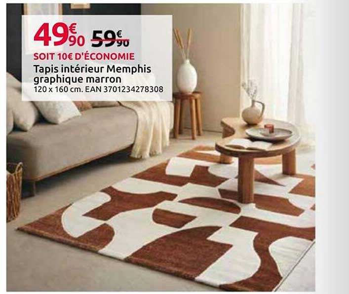 Tapis intérieur Memphis graphique marron