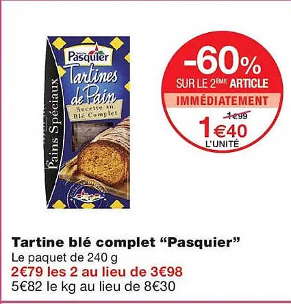 Tartine blé complet “Pasquier”