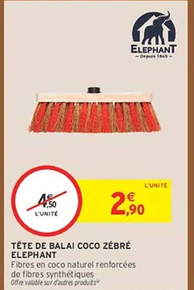 TÊTE DE BALAI COCO ZÈBRÉ ELEPHANT
