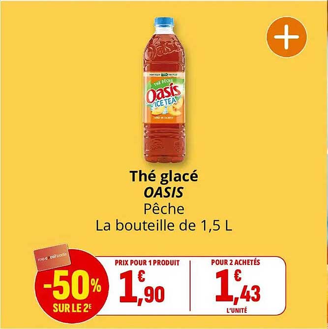 Thé glacé OASIS Pêche La bouteille de 1,5 L