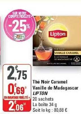 Thé Noir Caramel Vanille de Madagascar LIPTON