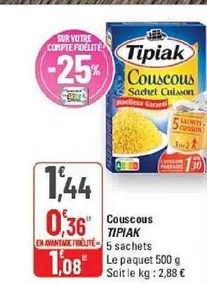 Tipiak Couscous Sachet Cuisson
