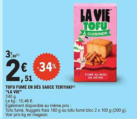 TOFU FUMÉ EN DÉS SAUCE TERIYAKI(1) “LA VIE”