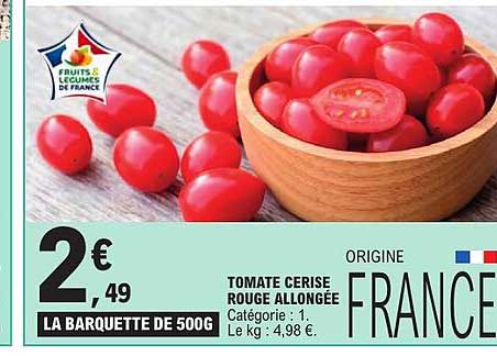 TOMATE CERISE ROUGE ALLONGÉE