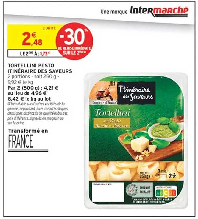 TORTELLINI PESTO ITINERAIRE DES SAVEURS