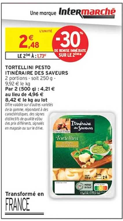 TORTELLINI PESTO ITINERAIRE DES SAVEURS