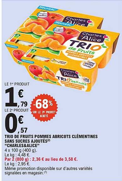 TRIO de fruits pommes abricots clémentines SANS SUCRES AJOUTÉS “CHARLES&ALICE”