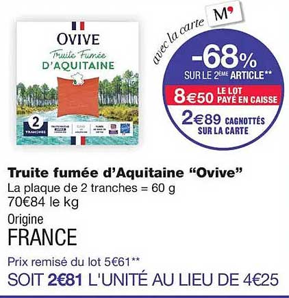 Truite fumée d’Aquitaine “Ovive”
