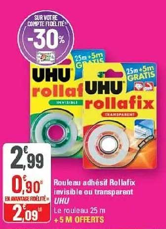 UHU rollafix invisible ou transparent