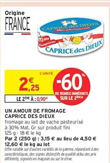 UN AMOUR DE FROMAGE CAPRICE DES DIEUX