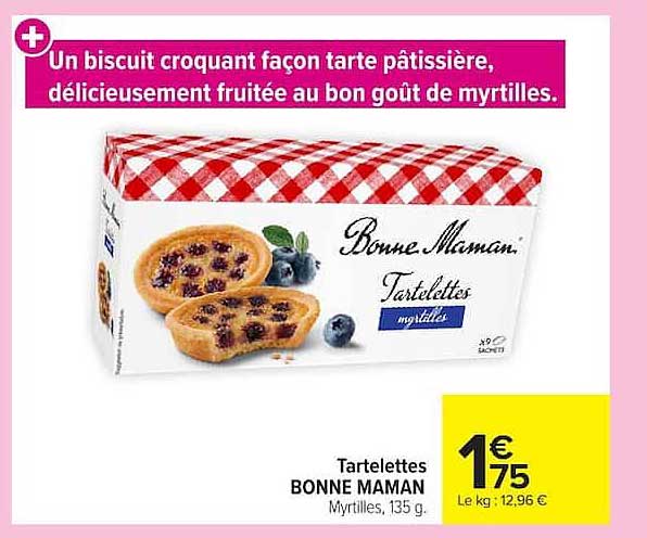 Un biscuit croquant façon tarte pâtissière, délicieusement fruitée au bon goût de myrtilles.