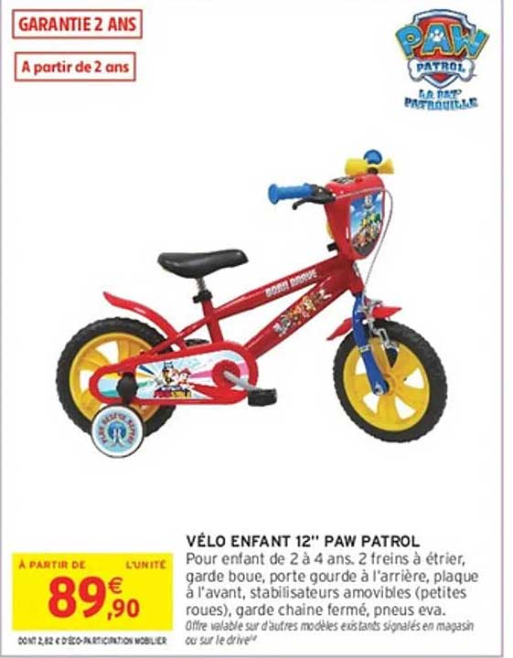 VÉLO ENFANT 12" PAW PATROL