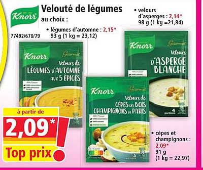 Velouté de légumes au choix :