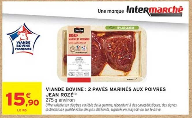 VIANDE BOVINE : 2 PAVÉS MARINÉS AUX POIVRES JEAN ROZÉ™