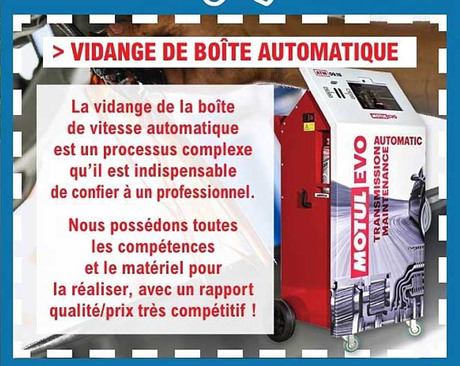 VIDANGE DE BOÎTE AUTOMATIQUE