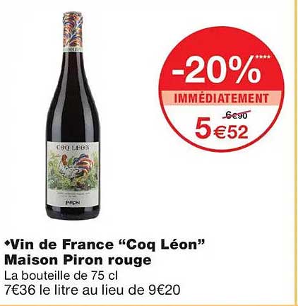 Vin de France “Cog Léon” Maison Piron rouge