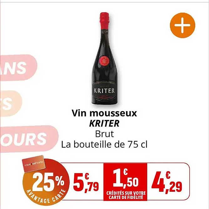 Vin mousseux KRITER Brut La bouteille de 75 cl