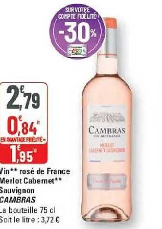 Vin rosé de France Merlot Cabernet** Sauvignon CAMBRAS