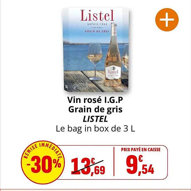 Vin rosé I.G.P Grain de gris LISTEL Le bag in box de 3 L