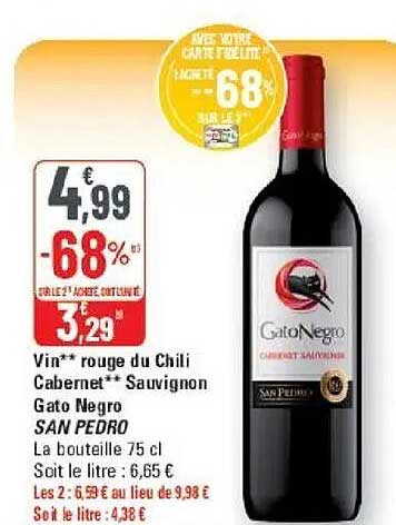 Vin** rouge du Chili Cabernet** Sauvignon Gato Negro SAN PEDRO