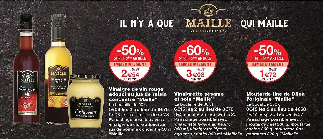 Vinaigre de vin rouge adouci au jus de raisin concentré “Maille”