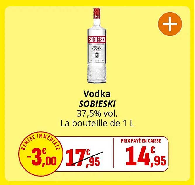 Vodka SOBIESKI 37,5% vol. La bouteille de 1 L