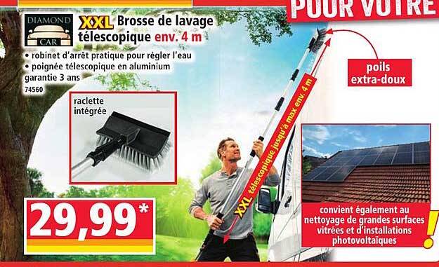 XXL Brosse de lavage télescopique env. 4 m