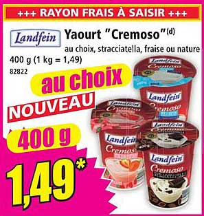 Yaourt " Cremoso"(d) au choix, stracciatella, fraise ou nature