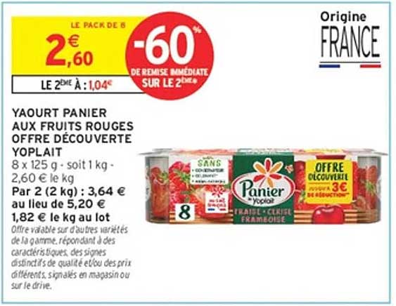 YAOURT PANIER AUX FRUITS ROUGES OFFRE DÉCOUVERTE YOPLAIT