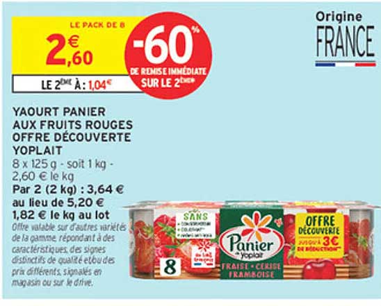 YAOURT PANIER AUX FRUITS ROUGES OFFRE DECOUVERTE YOPLAIT