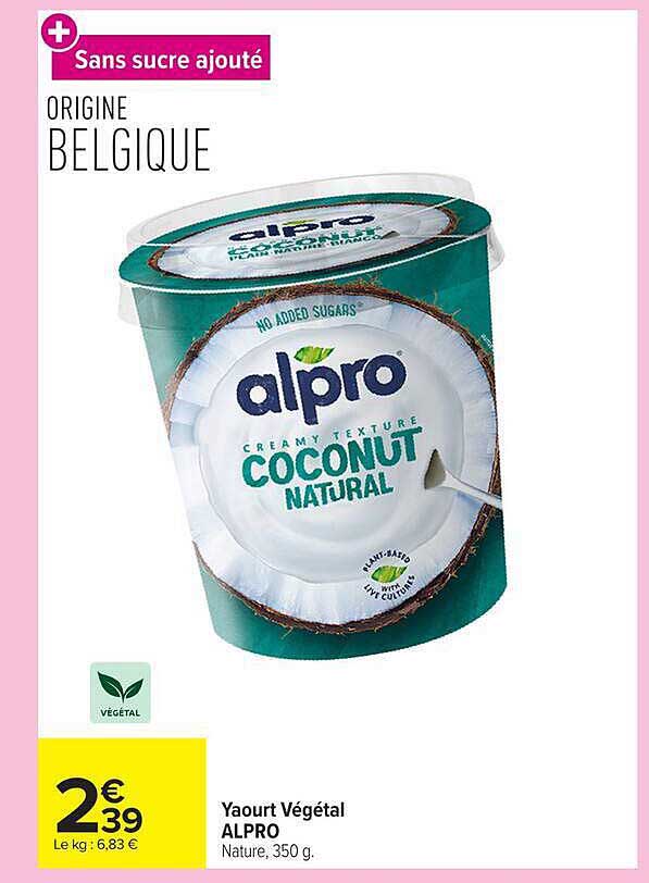 Yaourt Végétal ALPRO Nature, 350 g.