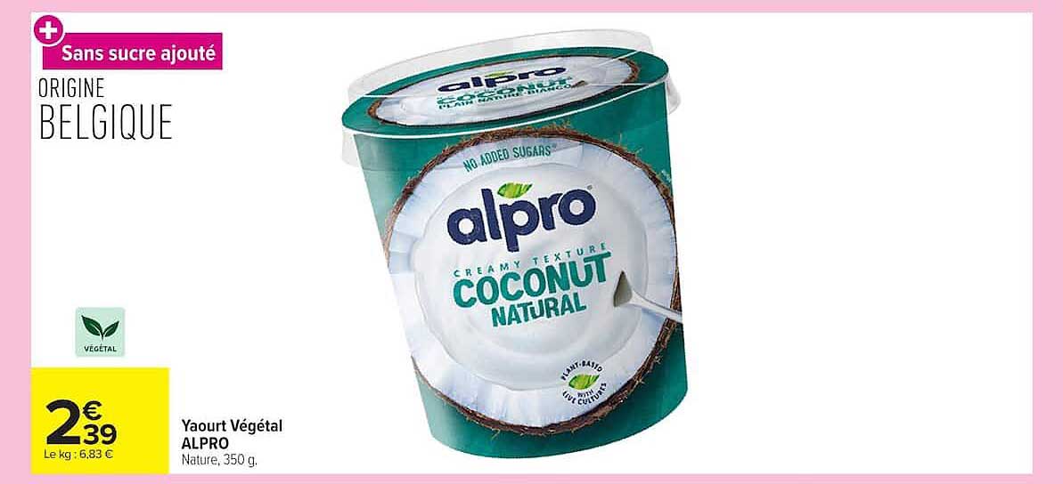 Yaourt Végétal ALPRO Nature, 350 g.