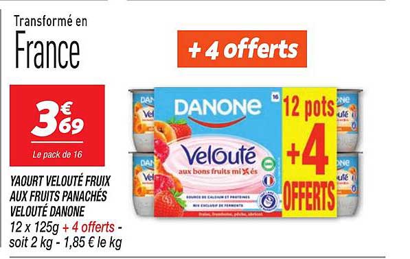 YAOURT VELOUTÉ FRUIX AUX FRUITS PANACHÉS VELOUTÉ DANONE