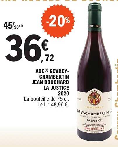 AOC GEVREY-CHAMBERTIN JEAN BOUCHARD LA JUSTICE 2020
