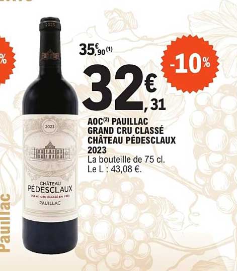 AOC PAUILLAC GRAND CRU CLASSÉ CHÂTEAU PÉDESCLAUX 2023