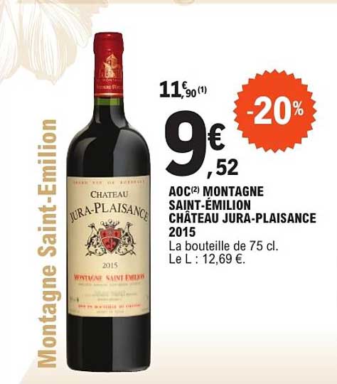 AOC(2) MONTAGNE SAINT-ÉMILION CHÂTEAU JURA-PLAISANCE 2015