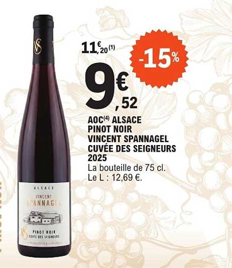 AOC(4) ALSACE PINOT NOIR VINCENT SPANNAGEL CUVÉE DES SEIGNEURS 2025
