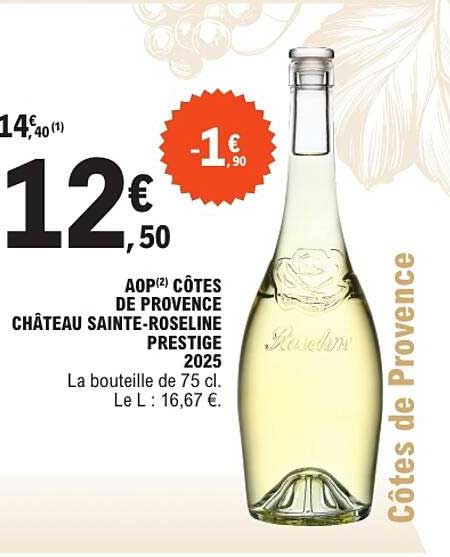 AOP CÔTES DE PROVENCE CHÂTEAU SAINTE-ROSELINE PRESTIGE 2025
