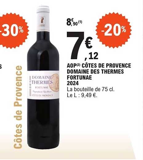 AOP CÔTES DE PROVENCE DOMAINE DES THERMES FORTUNAE 2024