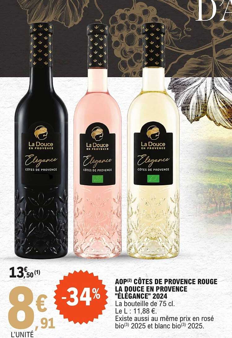AOP CÔTES DE PROVENCE ROUGE LA DOUCE EN PROVENCE "ÉLÉGANCE" 2024