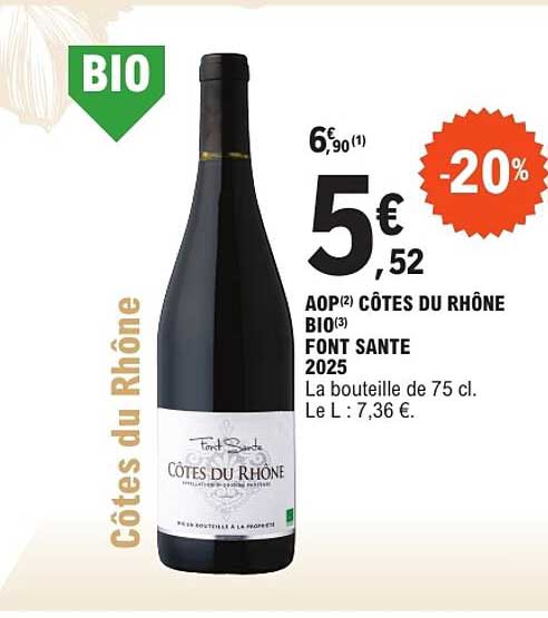 AOP CÔTES DU RHÔNE BIO FONT SANTE 2025