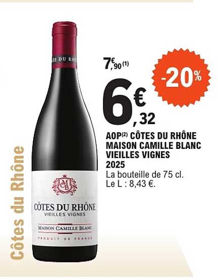 AOP CÔTES DU RHÔNE MAISON CAMILLE BLANC VIEILLES VIGNES 2025