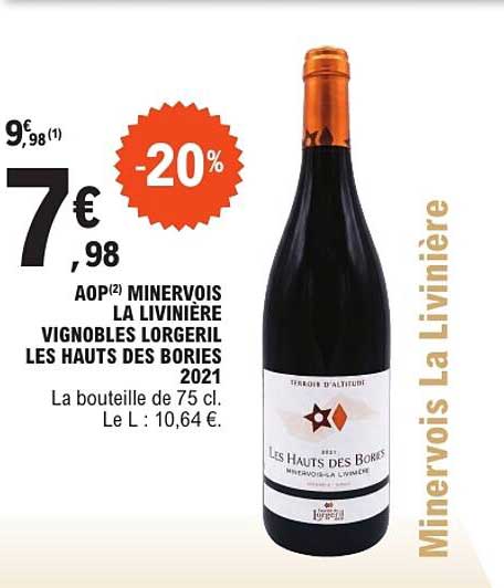 AOP MINERVOIS LA LIVINIÈRE VIGNOBLES LORGERIL LES HAUTS DES BORIES 2021