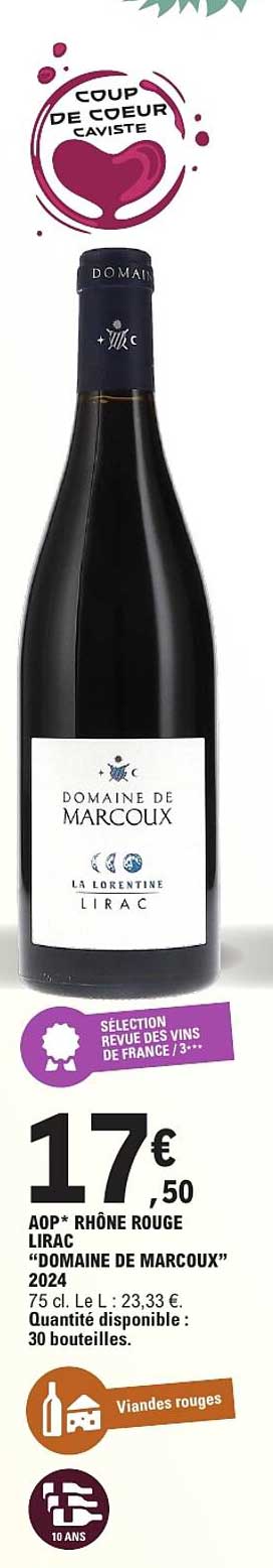 AOP* RHÔNE ROUGE LIRAC "DOMAINE DE MARCOUX" 2024