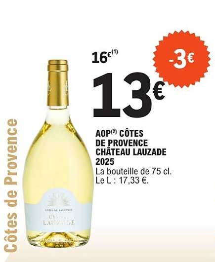 AOP(2) CÔTES DE PROVENCE CHÂTEAU LAUZADE 2025