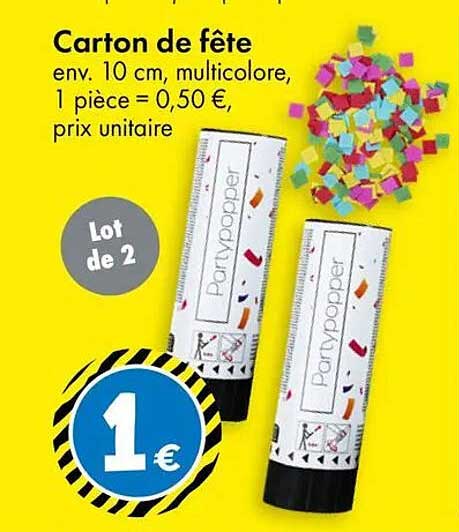 Carton de fête env. 10 cm, multicolore, 1 pièce = 0,50 €, prix unitaire