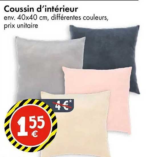Coussin d’intérieur env. 40x40 cm, différentes couleurs, prix unitaire