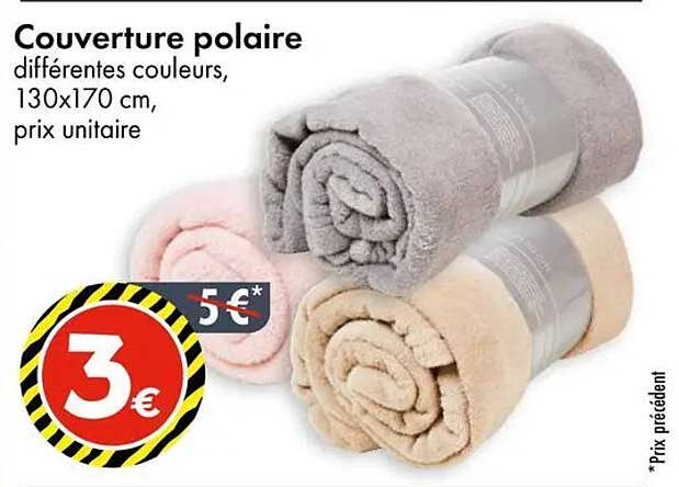 Couverture polaire différentes couleurs, 130x170 cm, prix unitaire