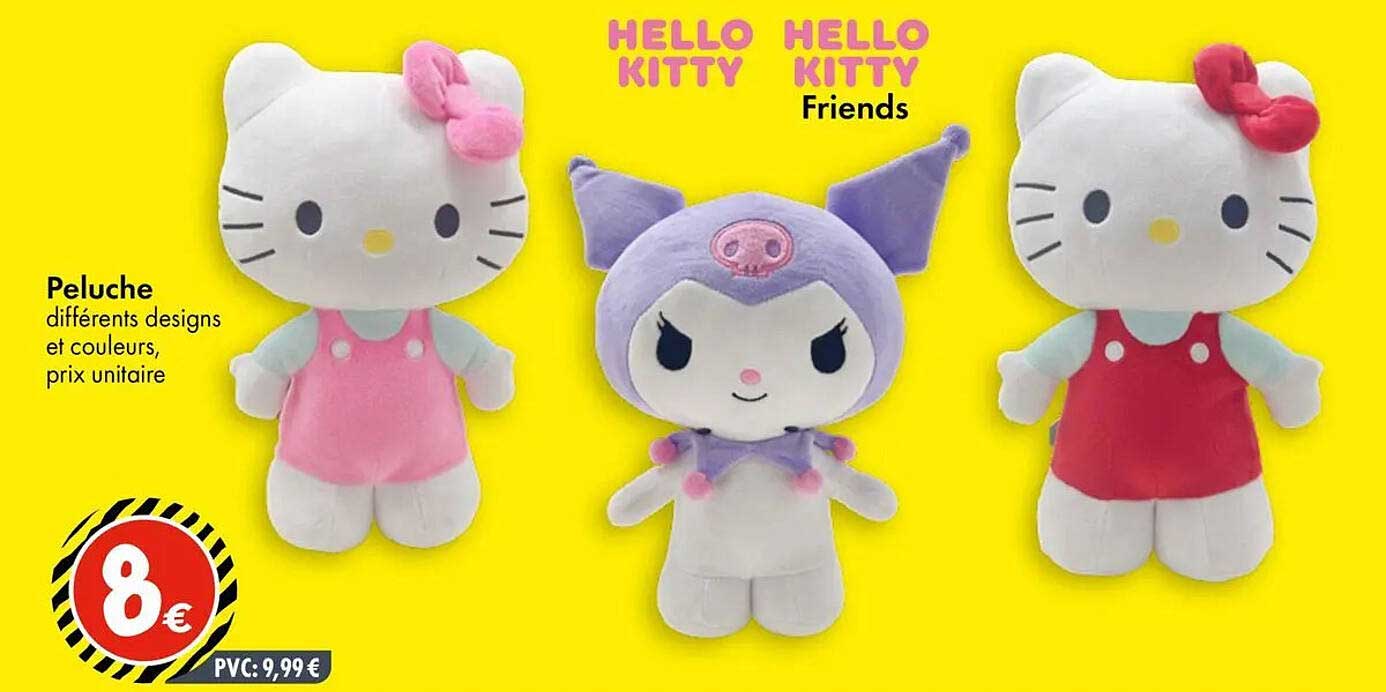 HELLO KITTY Friends Peluche différents designs et couleurs, prix unitaire